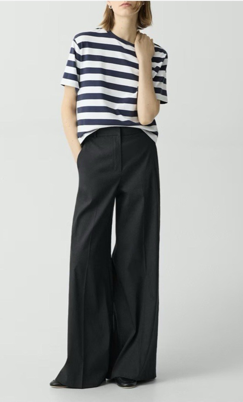 Theory Pants Womens 4 Black Good Linen Blend Wide Leg High Waist Trousers